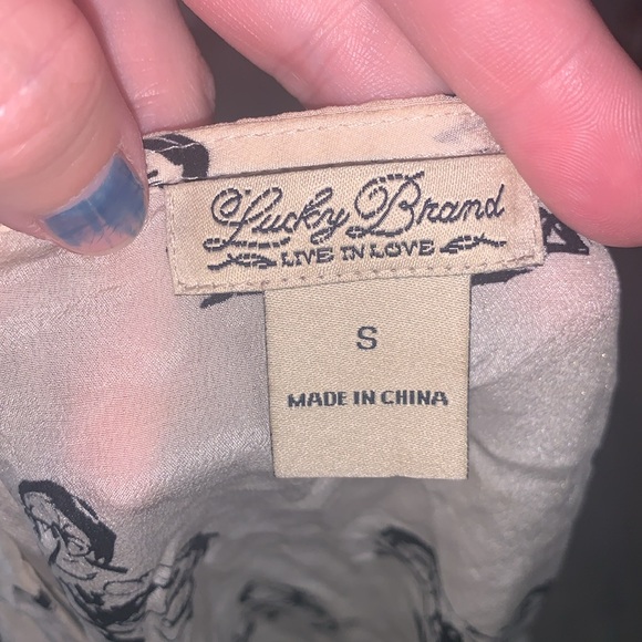 Lucky Brand Motorcycle Print Silk Tank Top Blouse - Picture 8 of 8